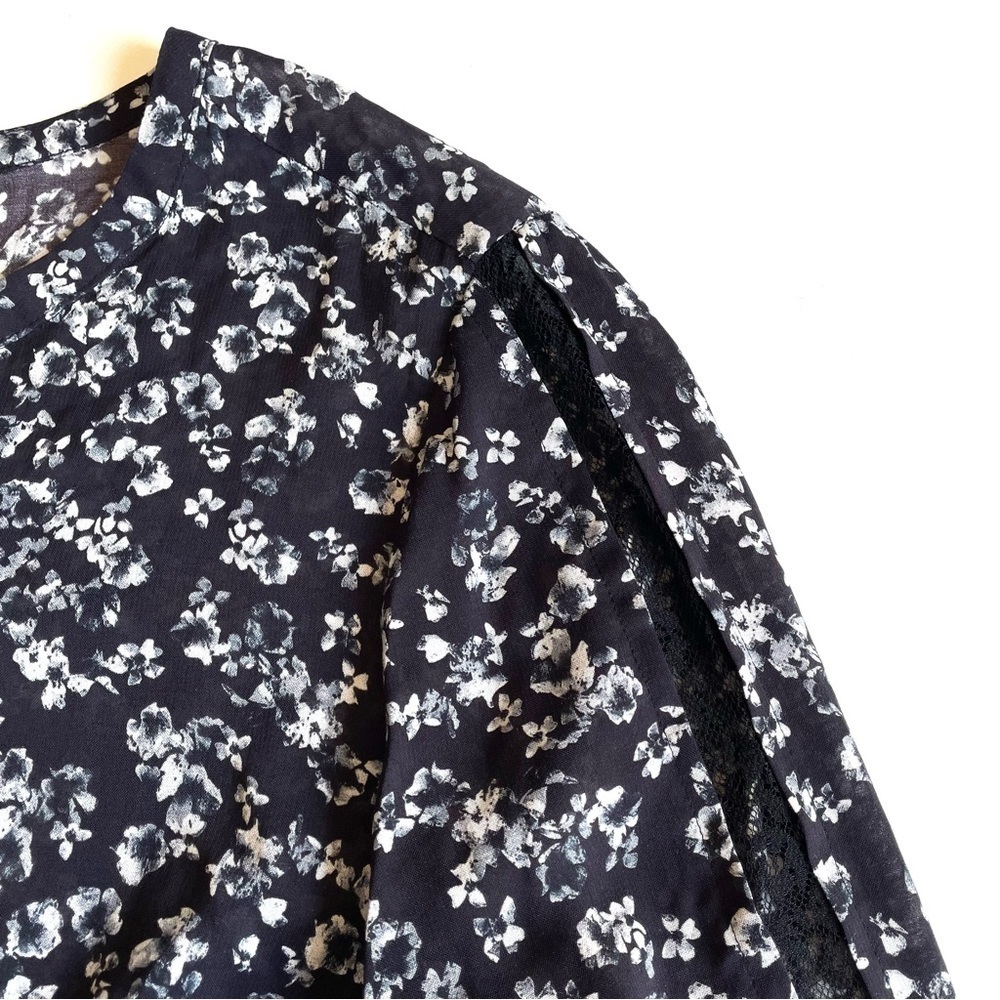 MICHAEL stars black floral long sleeve peplum dress size small - Picture 7 of 12